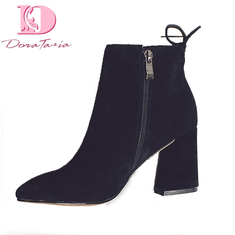 Doratasia Brand Design Cow Suede Leather Chunky High Heels Short Boots Women Shoes Pointed Toe Suede Woman Ankle Boots
Doratasia Brand Design Cow Suede Leather Chunky High Heels Short Boots Women Shoes Pointed Toe Suede Woman Ankle Boots