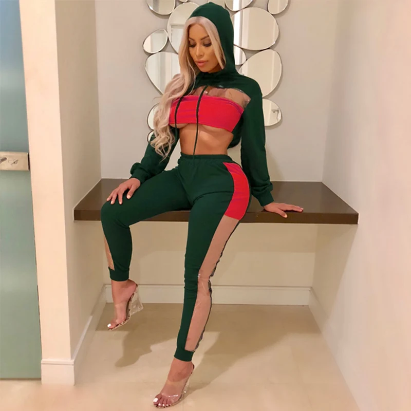 Patchwork Hooded Crop Top Women's Tracksuit Transparent Long Sleeve Sweatshirt Sweatpants Woman Spring Hoodies Female 2 Pieces
Patchwork Hooded Crop Top Women's Tracksuit Transparent Long Sleeve Sweatshirt Sweatpants Woman Spring Hoodies Female 2 Pieces
