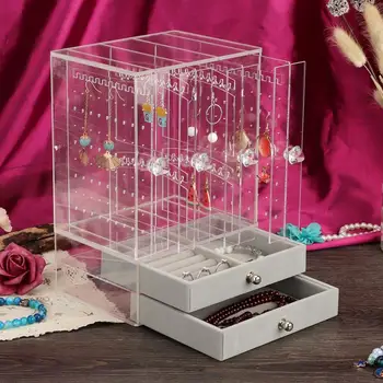 Transparent Jewelry Rack Display Hang Stand with Drawer for Necklace Bracelet Earrings Pendant Holder Jewelry Organizer Box c
Transparent Jewelry Rack Display Hang Stand with Drawer for Necklace Bracelet Earrings Pendant Holder Jewelry Organizer Box c