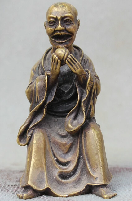 R0717 4" Chinese Buddhism Copper Seat Luohan Rohan Arhat Hand Peach Statue Sculpture B0403
R0717 4" Chinese Buddhism Copper Seat Luohan Rohan Arhat Hand Peach Statue Sculpture B0403