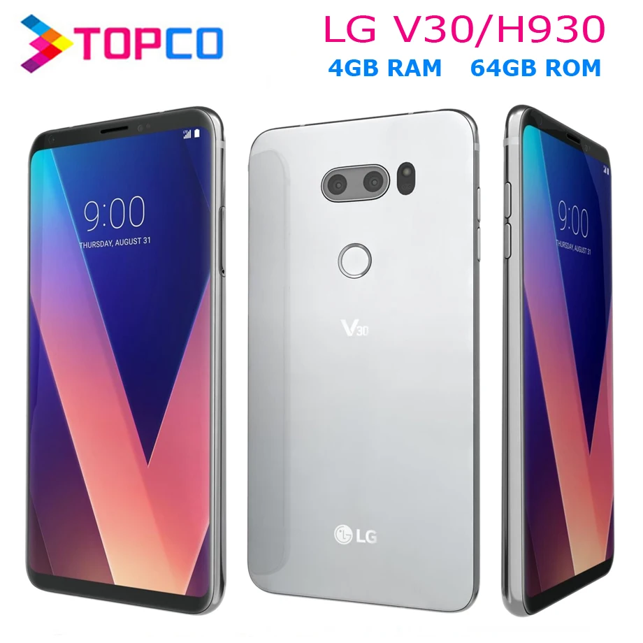 

LG V30 H930 Original Unlocked GSM 4G LTE Android Octa Core RAM 4GB ROM 64GB 6.0" Dual 16MP&5MP Cell Phone Fingerprint