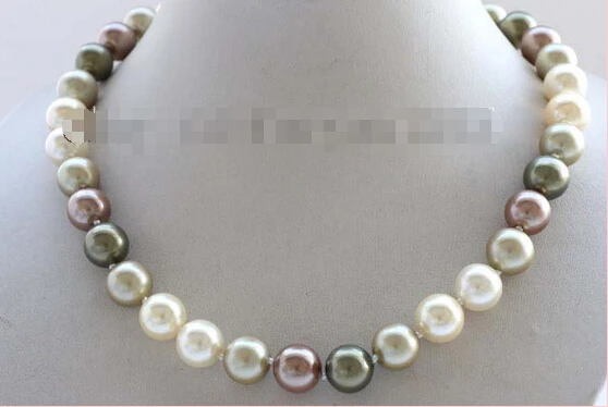 Free shipping >>>>>>17" Natural 12mm Multicolor Round Shell Pearl Necklace #f2483! 
Free shipping >>>>>>17" Natural 12mm Multicolor Round Shell Pearl Necklace #f2483!