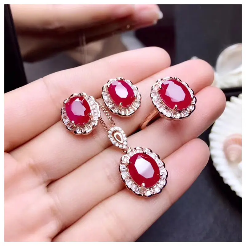 Ruby jewelry sets Classic Sun flower Necklace Ring Earrings 925 Sterling silver women Bride gift fine Jewelry sets #176
Ruby jewelry sets Classic Sun flower Necklace Ring Earrings 925 Sterling silver women Bride gift fine Jewelry sets #176