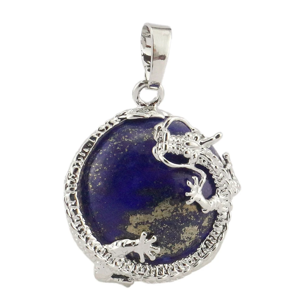 Punk Rock Ethnic Animal Dragon Pendant Reiki Healing Stone Natural Amethysts Tiger Eye Lapis Lazuli Opal Crystal Quartz Pendants | Украшения