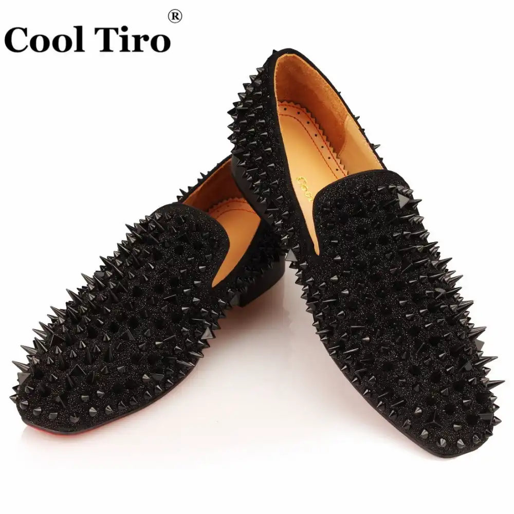 black loafers with rhinestones