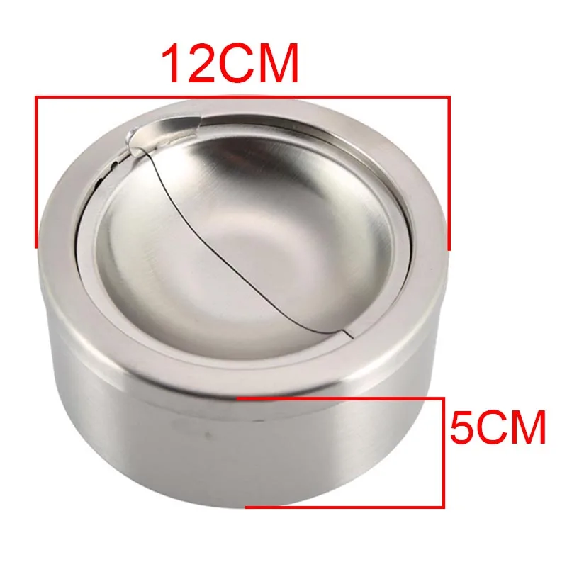 Mayitr Stainless Steel Cigarette Ashtray Ash Storage Case Gifts Windproof Ashtray with Lid Round Cigar Smoking Accessory Silver