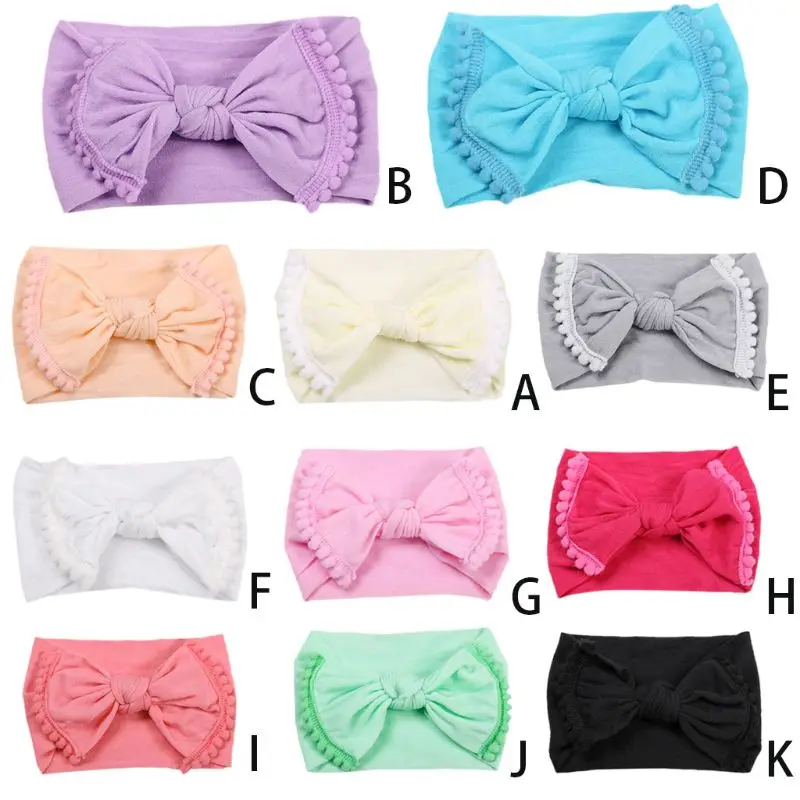 Newborn Baby Girl Nylon Big Bowknot Pompom Ball Tassel Hairband Twisted Knotted Wide Elastic Headband Candy Solid Color Turban 1
Newborn Baby Girl Nylon Big Bowknot Pompom Ball Tassel Hairband Twisted Knotted Wide Elastic Headband Candy Solid Color Turban 1