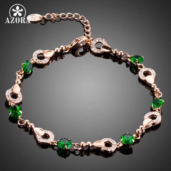 AZORA Elegant Fashion Jewelry Rose Gold Color Round Tiny Crystal With Green Cubic Zirconia Bracelet TS0075
AZORA Elegant Fashion Jewelry Rose Gold Color Round Tiny Crystal With Green Cubic Zirconia Bracelet TS0075