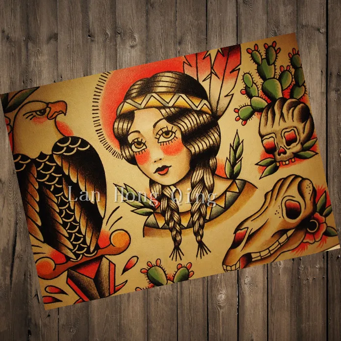 Vintage Tattoos Patterned Kraft Paper about "beautiful girl" Wall art crafts living room home decor cafe painting HM-16
Vintage Tattoos Patterned Kraft Paper about "beautiful girl" Wall art crafts living room home decor cafe painting HM-16