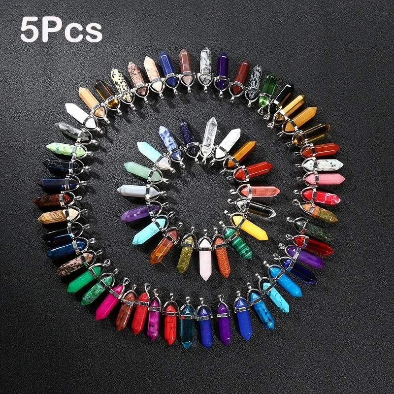Mutilcolor 1Pcs/2Pc5pcs Bullet Shape Healing Pointed Chakra Pendants Quartz Crystal Stone Charm Randow Color for Necklace Making
Mutilcolor 1Pcs/2Pc5pcs Bullet Shape Healing Pointed Chakra Pendants Quartz Crystal Stone Charm Randow Color for Necklace Making
