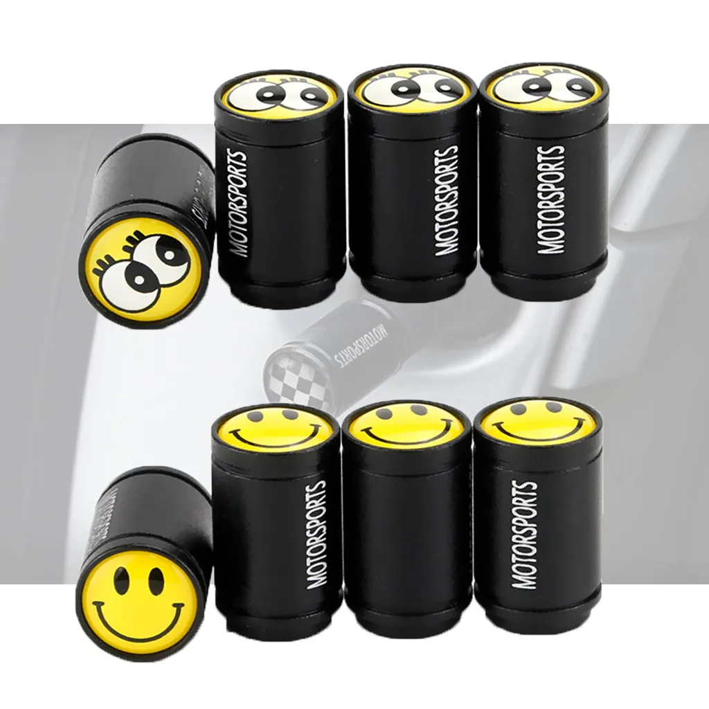 4pcs Smiley Face Expression Valve Tire Plug Cover Car Protector Cap Dust | Автомобили и мотоциклы