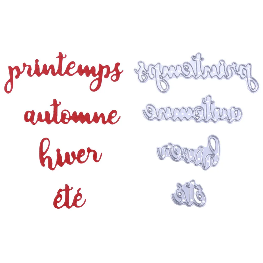 French Spring Summer Autumn Winter Words Metal Irregular Cutting Dies Stencil for DIY Scrapbooking Album Embossing Card Crafts
French Spring Summer Autumn Winter Words Metal Irregular Cutting Dies Stencil for DIY Scrapbooking Album Embossing Card Crafts