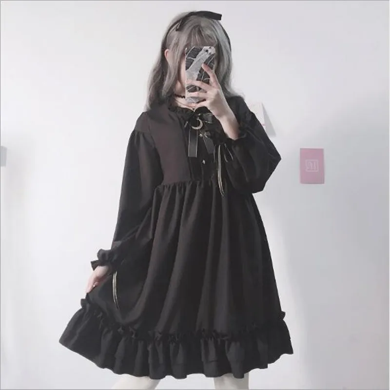 Chiffon Dress Autumn Lolita Bow Lantern Sleeve High Waist Pleated Ruffles Hem Women A Line Dress QV715
Chiffon Dress Autumn Lolita Bow Lantern Sleeve High Waist Pleated Ruffles Hem Women A Line Dress QV715