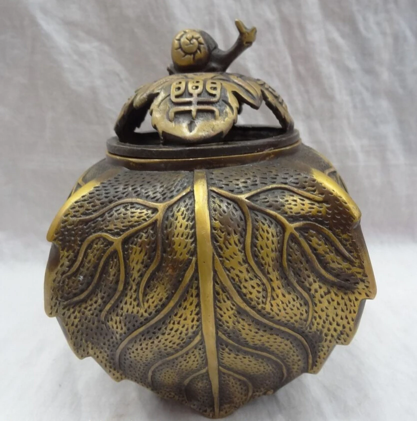 song voge gem S3106 Chinese Bronze Buddhism Leaf Leaves Snail Statue Old HanZi Incense Burner Censer
song voge gem S3106 Chinese Bronze Buddhism Leaf Leaves Snail Statue Old HanZi Incense Burner Censer