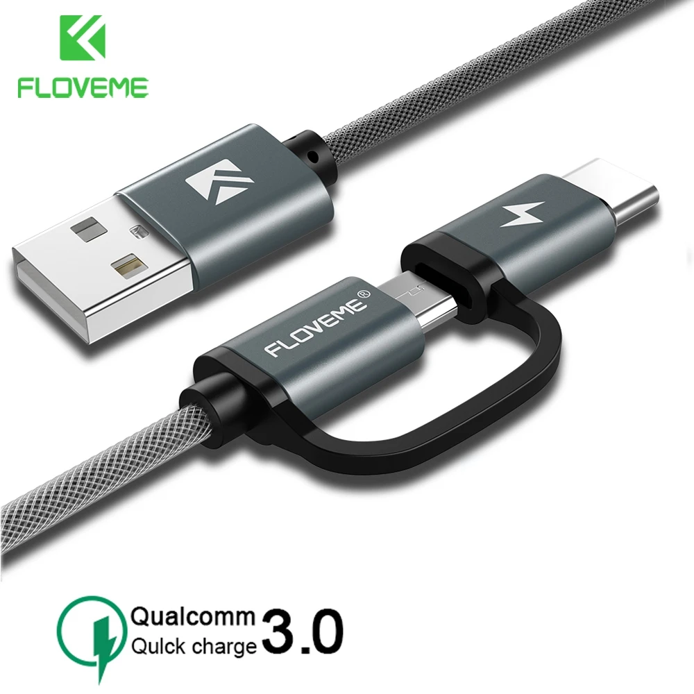 Фото FLOVEME QC 3 0 USB кабель для Samsung 2 в 1 быстрая зарядка Type C Huawei P30 P20 Lite Micro | Мобильные