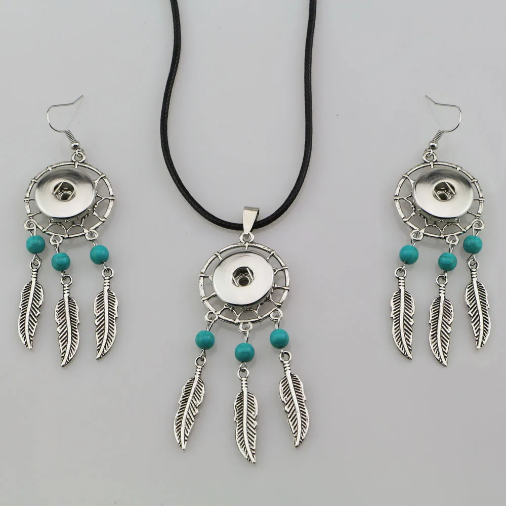 New fashion jewelry sets vintage Dream catcher drop dangle DIY 18mm button earring with Snap button necklace for women girls
New fashion jewelry sets vintage Dream catcher drop dangle DIY 18mm button earring with Snap button necklace for women girls