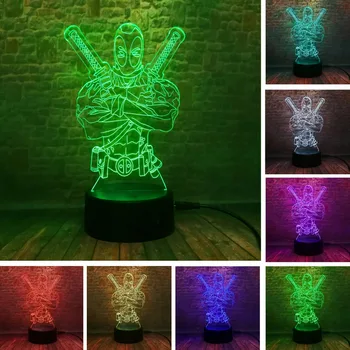 New 3D Man Favor Marvel Anti-Hero Figure Deadpool LED Illusion 7 Colors Gradient Night Light Child Boy Bedroom Decor Best Gifts
New 3D Man Favor Marvel Anti-Hero Figure Deadpool LED Illusion 7 Colors Gradient Night Light Child Boy Bedroom Decor Best Gifts