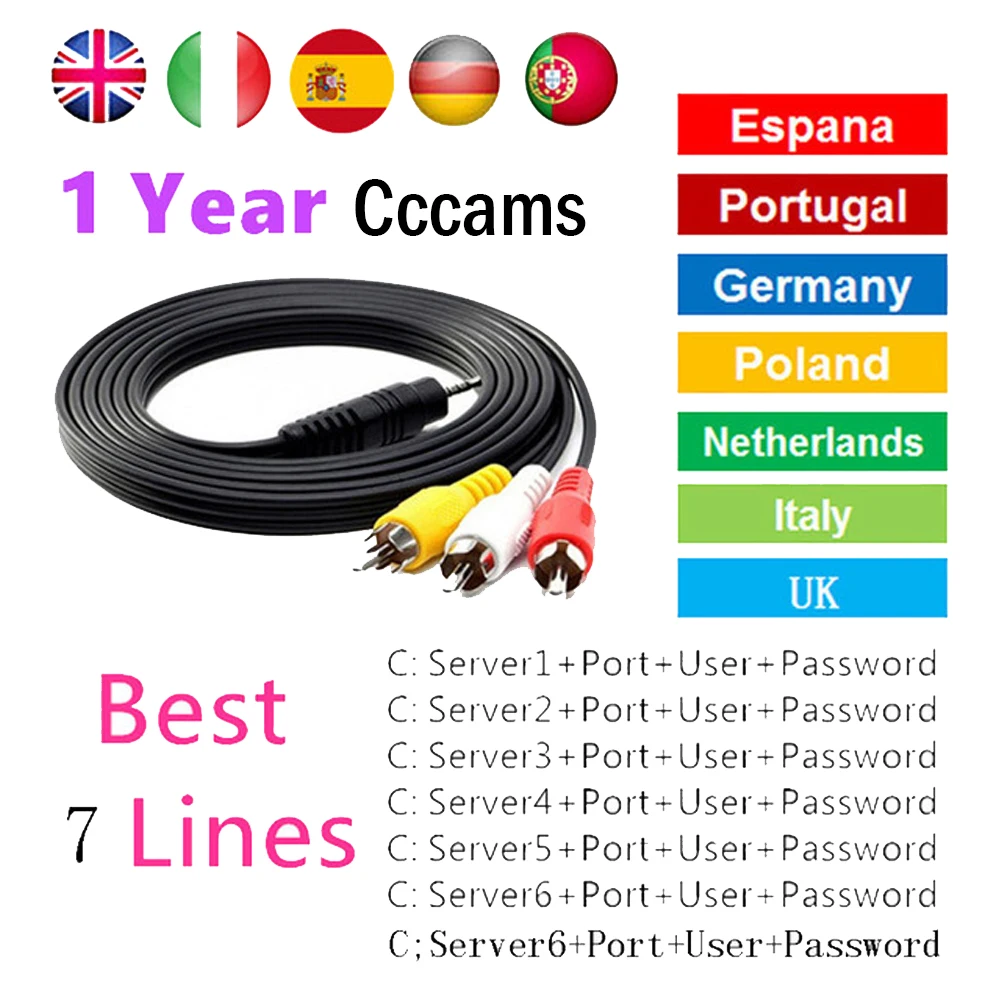 2019 NEW 1 Year 10 line for Satellite tv Receiver Cccams WIFI FULL HD DVB-S2 Support USB Wifi dongle for GTmedia v7s HD v8 nova
2019 NEW 1 Year 10 line for Satellite tv Receiver Cccams WIFI FULL HD DVB-S2 Support USB Wifi dongle for GTmedia v7s HD v8 nova