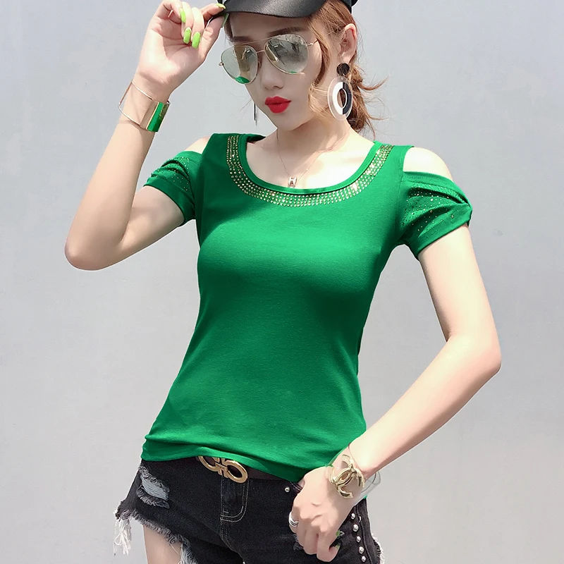 Sexy Off Shoulder O-Neck Diamonds Tshirt Women Black 2019 Summer Backless Butterfly Top Shirt Short Sleeve Camiseta Mujer T95815
Sexy Off Shoulder O-Neck Diamonds Tshirt Women Black 2019 Summer Backless Butterfly Top Shirt Short Sleeve Camiseta Mujer T95815