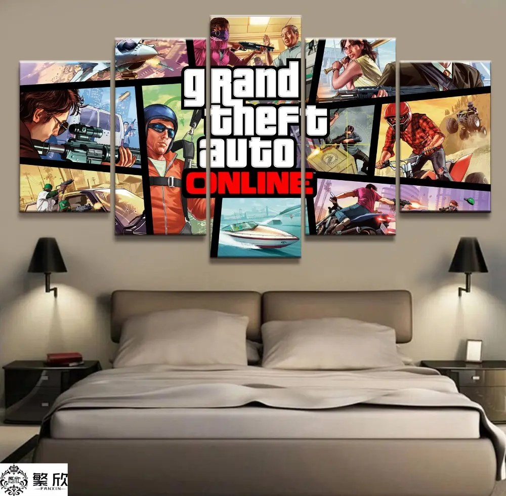 5 Panel GTA 5 Game Canvas Printed Painting For Living Room Wall Art Decor HD Picture Artworks Modern Poster
5 Panel GTA 5 Game Canvas Printed Painting For Living Room Wall Art Decor HD Picture Artworks Modern Poster