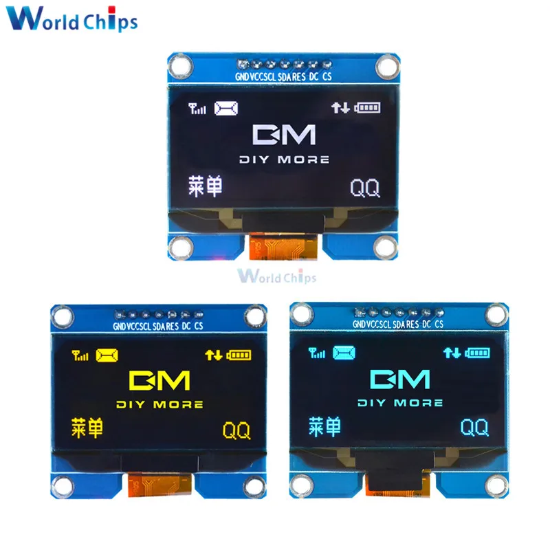 

Yellow/White/Blue 1.54 inch OLED Display Module 128x64 SSD1309 SPI IIC I2C Interface OLED Screen Board For Arduino AVR STM32