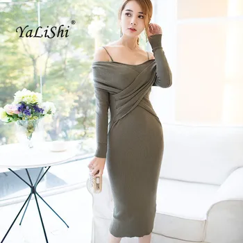 2017 New Winter Women Dress Spaghetti Strap Long Sleeves Knitting Dress Sexy Club Party Bandage Bodycon Sweater Dresses Vestidos
2017 New Winter Women Dress Spaghetti Strap Long Sleeves Knitting Dress Sexy Club Party Bandage Bodycon Sweater Dresses Vestidos