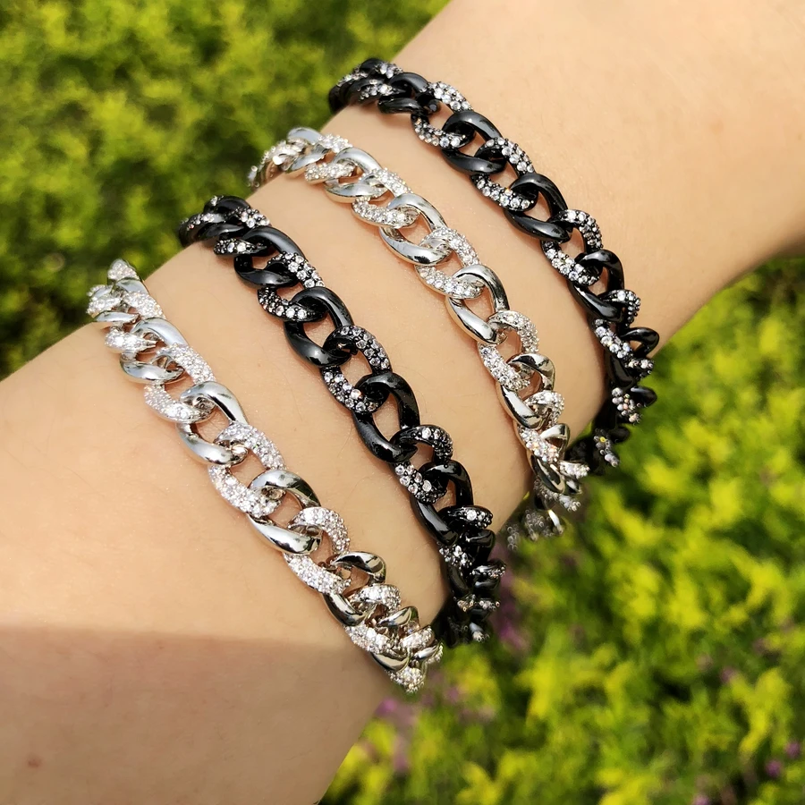Female Charm Bracelet Copper with Cubic Zirconia For Women Silver color CZ Punk Link Chain Bracelet Bangle Fashion Party Jewelry
Female Charm Bracelet Copper with Cubic Zirconia For Women Silver color CZ Punk Link Chain Bracelet Bangle Fashion Party Jewelry