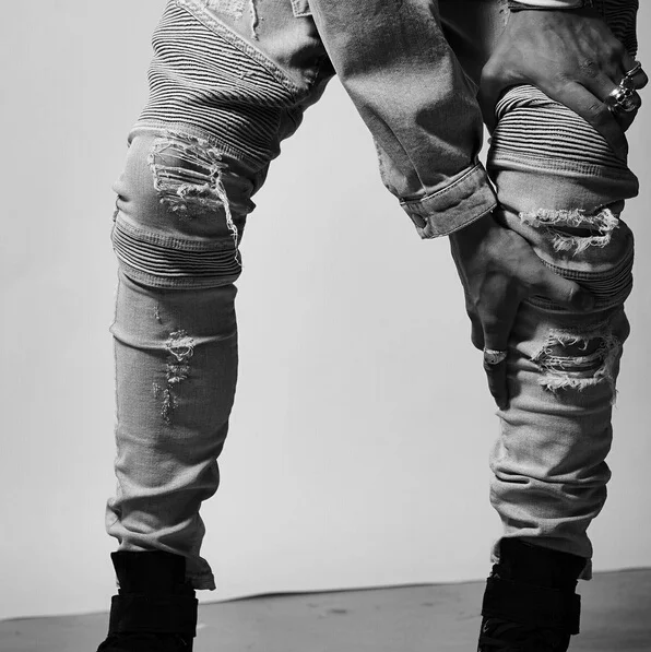 

fashion represent clothing designer pants slp blue/black destroyed mens slim denim straight biker skinny jeans men ripped jeans