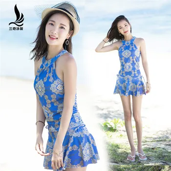 SANQi swimsuit skirt type split female conservative small chest gathered sports students slim cover belly hot spring swimwear
SANQi swimsuit skirt type split female conservative small chest gathered sports students slim cover belly hot spring swimwear