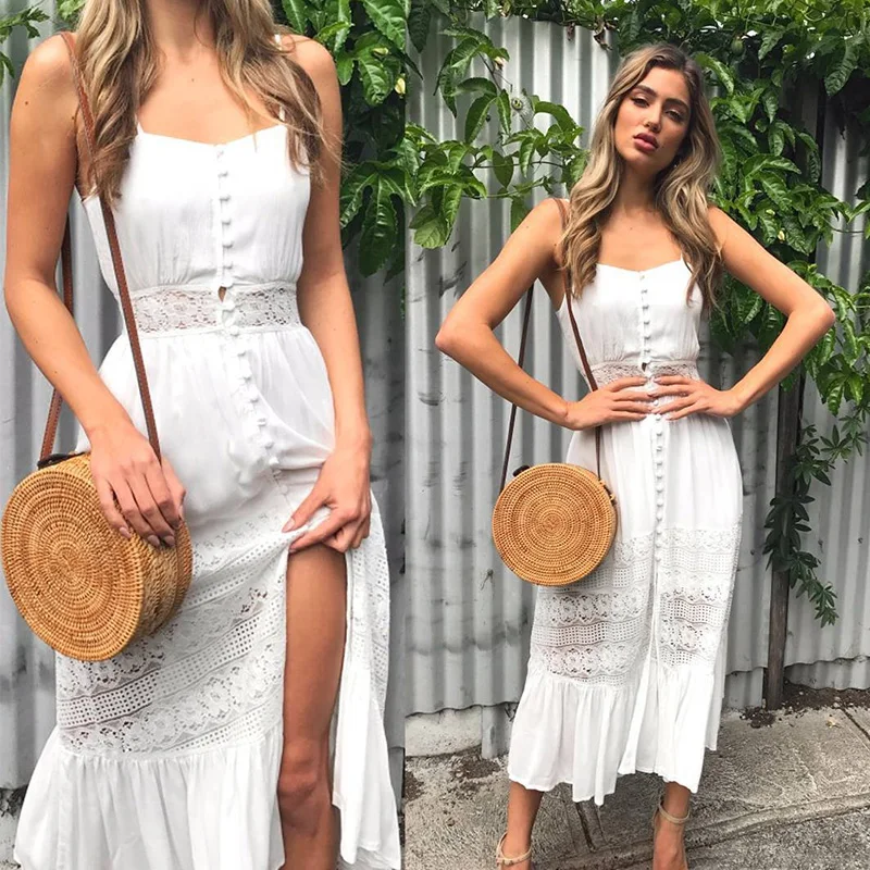 JaMerry Hollow out lace dress women High waist split white dress summer 2018 Beach sundress button back bow long dress vestidos
JaMerry Hollow out lace dress women High waist split white dress summer 2018 Beach sundress button back bow long dress vestidos