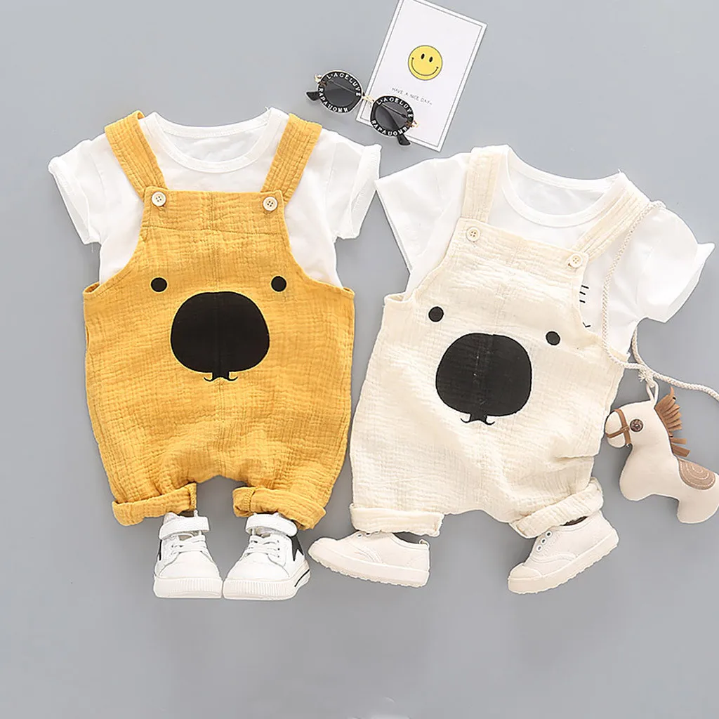 Toddler Kids Baby Boys Cartoon Print Tops T Shirt Overall Pants 2PC Outfits Sets Clothes O-Neck Summer Children Clothing
Toddler Kids Baby Boys Cartoon Print Tops T Shirt Overall Pants 2PC Outfits Sets Clothes O-Neck Summer Children Clothing