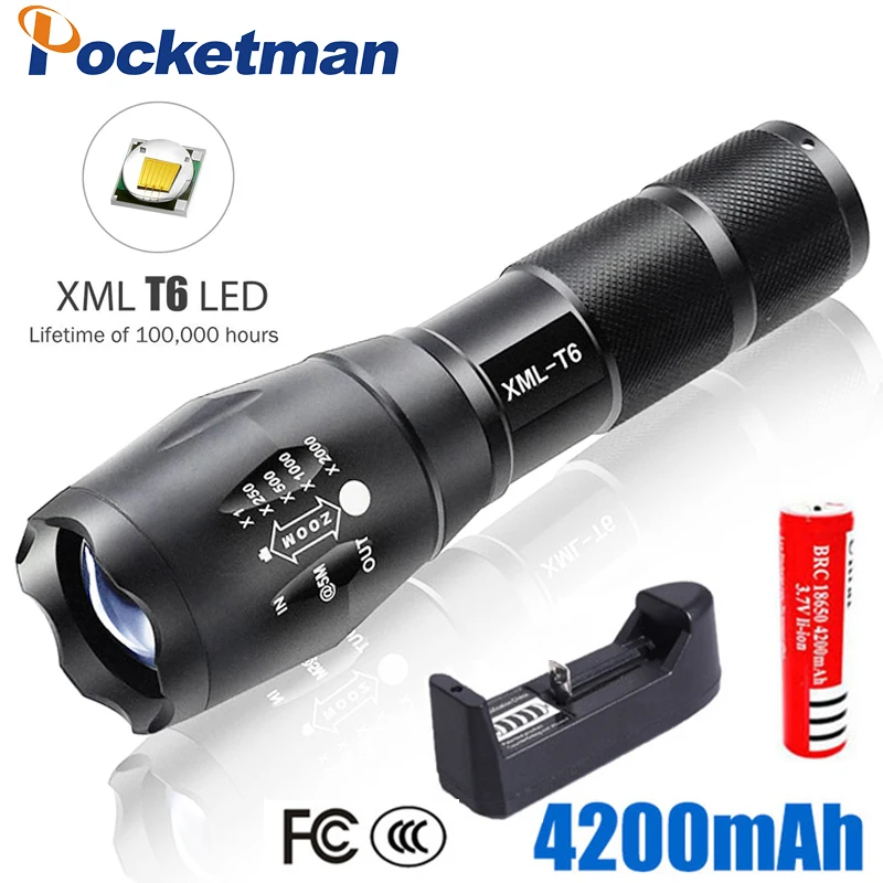 High Bright E17 4500 Lumens XM-L T6 LED Flashlight 5-Mode Zoomable linternas LED Torch by 1*18650 or 3*AAA
High Bright E17 4500 Lumens XM-L T6 LED Flashlight 5-Mode Zoomable linternas LED Torch by 1*18650 or 3*AAA