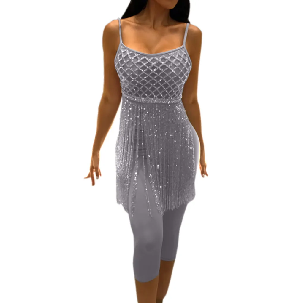 Two Piece Set 2019 Summer Women Sexy Fringe Sparkling Tops And Pants 2 Piece Set Women Sleeveless Set Outfits
Two Piece Set 2019 Summer Women Sexy Fringe Sparkling Tops And Pants 2 Piece Set Women Sleeveless Set Outfits