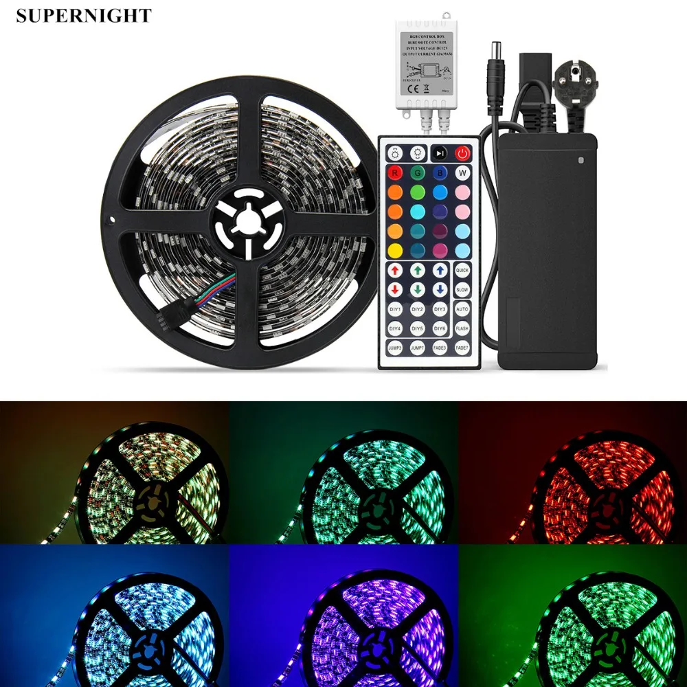 SuperNight 5050 RGB LED Strip Light Kit 5M 60LEDs/m Waterproof IP65 Flexible Lamp Band with 44 Keys RGB Controller Power Adapter
SuperNight 5050 RGB LED Strip Light Kit 5M 60LEDs/m Waterproof IP65 Flexible Lamp Band with 44 Keys RGB Controller Power Adapter