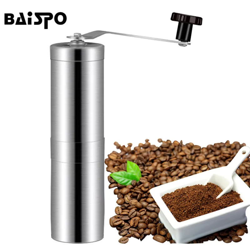 BAISPO мини ручная кофемолка из нержавеющей стали моющаяся кофейная мельница