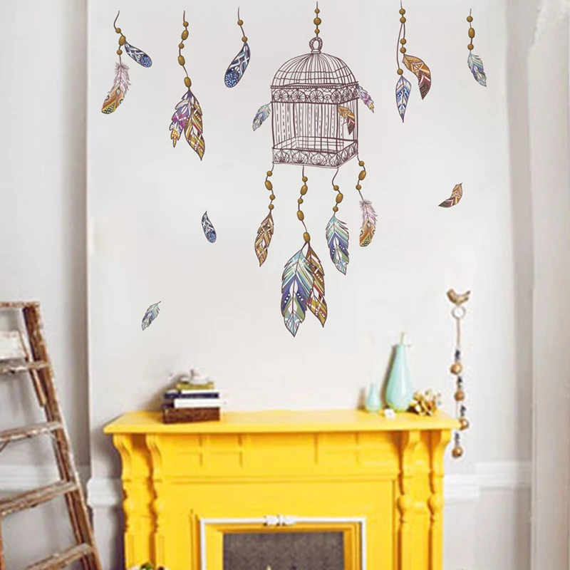 Bird Cage Colorful Feather Wall Stickers For Bedroom Office Living Room Decoration Mural Home PVC Decor Wall Art DIY Decals
Bird Cage Colorful Feather Wall Stickers For Bedroom Office Living Room Decoration Mural Home PVC Decor Wall Art DIY Decals