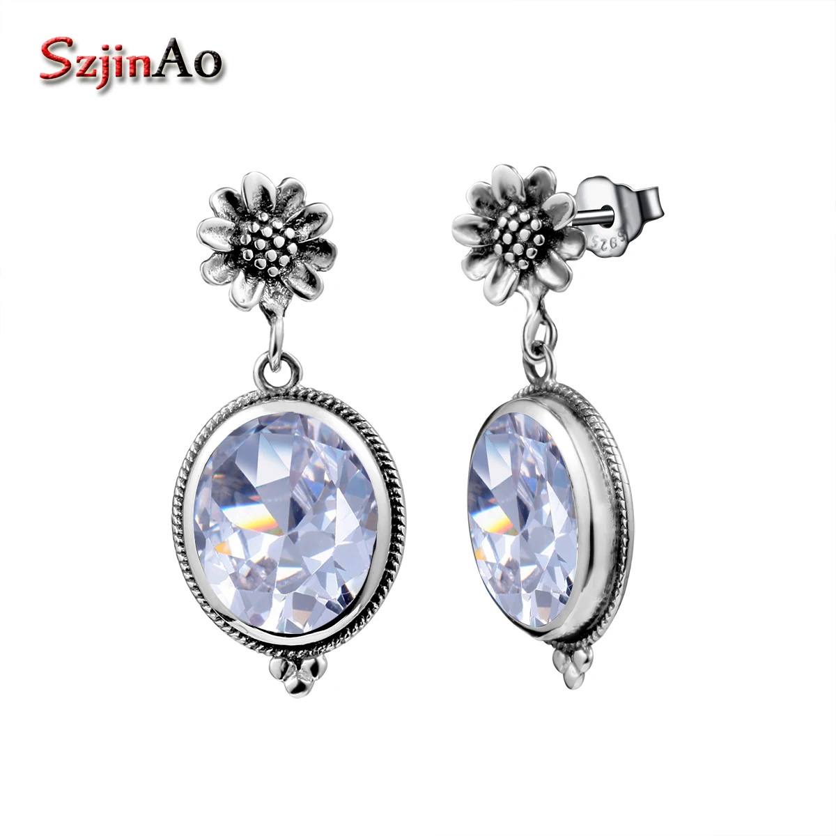 Szjinao Women White Zircon Earring Pure 925 Sterling Thai Silver Dangle Earrings Ethnic Pendientes Bohemian Indian Fine Jewelry
Szjinao Women White Zircon Earring Pure 925 Sterling Thai Silver Dangle Earrings Ethnic Pendientes Bohemian Indian Fine Jewelry