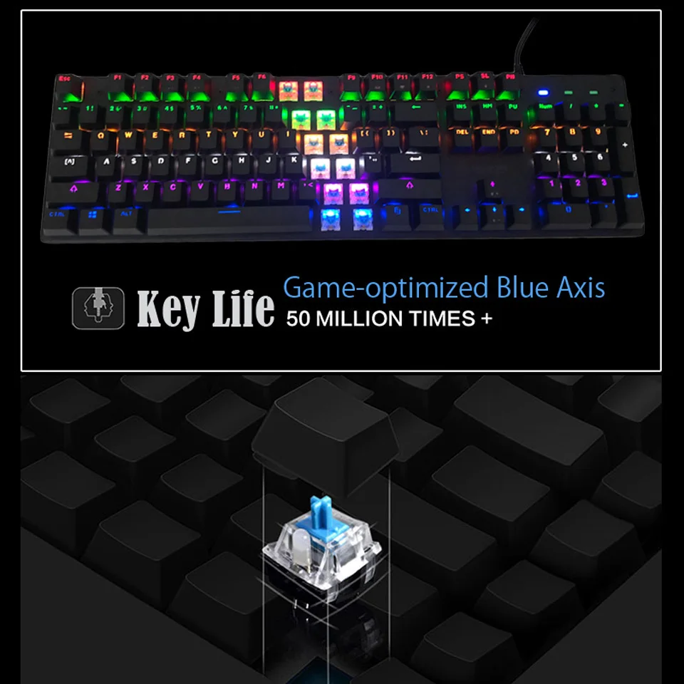 JK300 USB Wired Gaming Keyboard Mechanical (4-4)