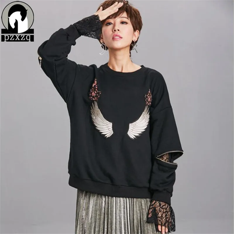 2018 T Shirts Black Long Sleeve T-shirt O-neck Womens Unique Zipper Bat Sleeve Feather Wings Design Tee Shirts Loose Female Tops
2018 T Shirts Black Long Sleeve T-shirt O-neck Womens Unique Zipper Bat Sleeve Feather Wings Design Tee Shirts Loose Female Tops