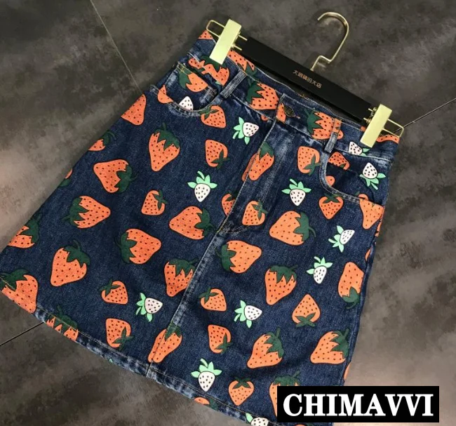 Denim Skirts 2019 Fashion Summer New Women's Strawberry Pattern Print A-line Jeans Skirt Mini Skirts Girls Short Mini Skirts
Denim Skirts 2019 Fashion Summer New Women's Strawberry Pattern Print A-line Jeans Skirt Mini Skirts Girls Short Mini Skirts