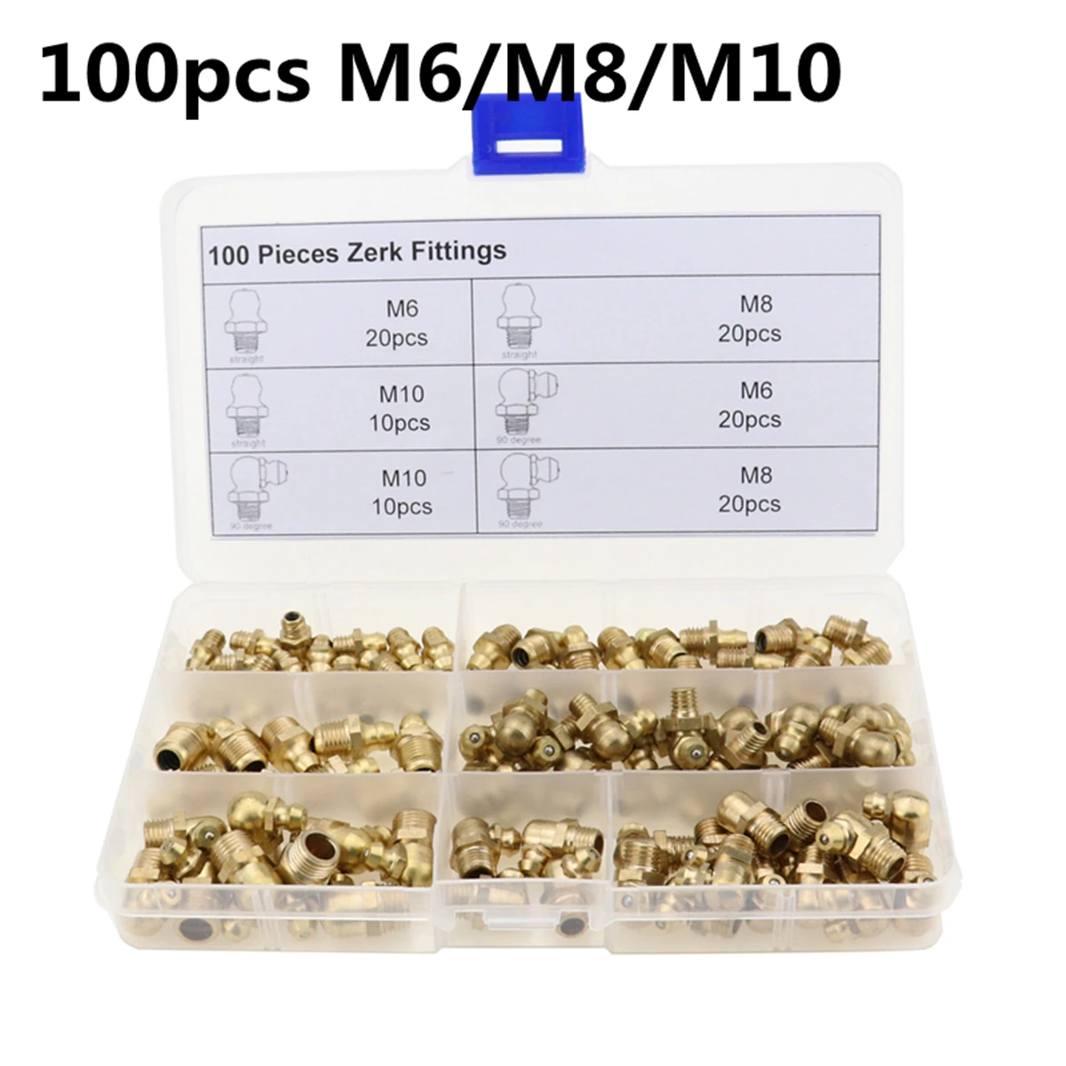 100pcs Brass Zerk Grease Nipple Fitting Assortment M6/M8/M10 Hydraulic Metric Grease Nipple Fitting Machinery Parts Pipe Fitting
100pcs Brass Zerk Grease Nipple Fitting Assortment M6/M8/M10 Hydraulic Metric Grease Nipple Fitting Machinery Parts Pipe Fitting