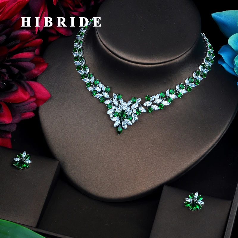 HIBRIDE Hot Elegent Parure Bijoux Femme Shiny Green Cubic Jewellery Sets Necklace& Earrings Set Stage Party Pagement Gifts N-477
HIBRIDE Hot Elegent Parure Bijoux Femme Shiny Green Cubic Jewellery Sets Necklace& Earrings Set Stage Party Pagement Gifts N-477