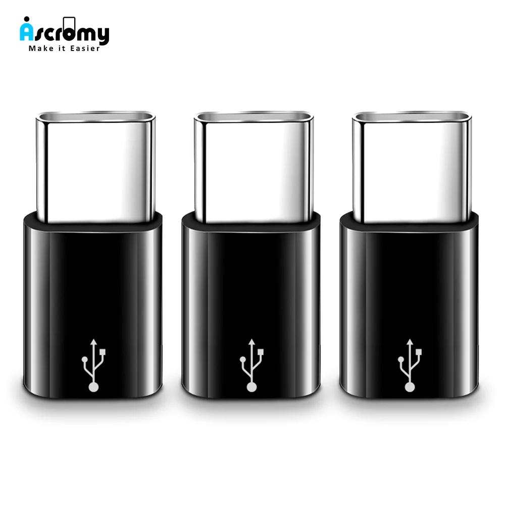 Ascromy 3 шт. адаптер от микро-USB к типа C для Xiaomi Mix 2 huawei Коврики 20 Lite samsung Galaxy S9 S8 плюс