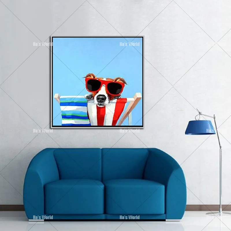 lovely dog picture hand painted Ca rtoon Oil Painting on Canvas Abstract Animal Wall Art for Home Decor Happy dog with glasses
lovely dog picture hand painted Ca rtoon Oil Painting on Canvas Abstract Animal Wall Art for Home Decor Happy dog with glasses