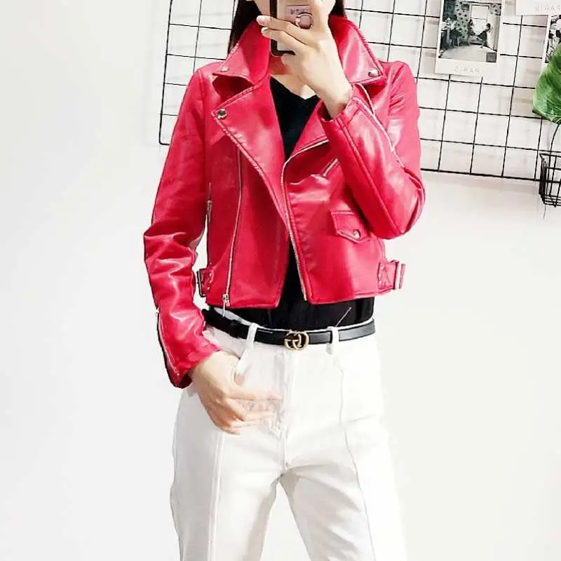 New Arrival Red Winter Autumn Green Motorcycle leather jackets yellow leather jacket women leather coat slim PU jacket Leather 
New Arrival Red Winter Autumn Green Motorcycle leather jackets yellow leather jacket women leather coat slim PU jacket Leather