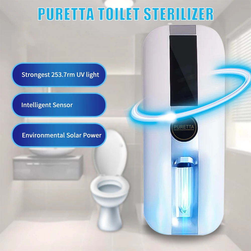 Intelligent Toilet Sterilizer UV Light Disinfection Rechargeable Solar Power Automatic Toilet Lid Sterilizer Bathroom Accessory
Intelligent Toilet Sterilizer UV Light Disinfection Rechargeable Solar Power Automatic Toilet Lid Sterilizer Bathroom Accessory