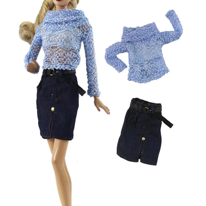 Fashion Super Model Blue Shirt Skirt Doll Dress Set Modern Outfit Daily Wear For Barbie Doll Accessories Gift Baby Toys
Fashion Super Model Blue Shirt Skirt Doll Dress Set Modern Outfit Daily Wear For Barbie Doll Accessories Gift Baby Toys