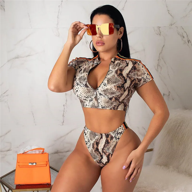 Sexy Women Swimwear 2 Piece Set Summer Crop Top and Briefs Shorts Suits Club Snake Print Two Piece Beach Outfits Matching Sets
Sexy Women Swimwear 2 Piece Set Summer Crop Top and Briefs Shorts Suits Club Snake Print Two Piece Beach Outfits Matching Sets