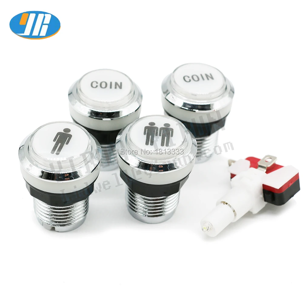 Arcade Buttons Chrome Silver Plated 5V / 12V LED Illuminated Push Button 1P / 2P Player Start Buttons / 2x Coin Buttons
Arcade Buttons Chrome Silver Plated 5V / 12V LED Illuminated Push Button 1P / 2P Player Start Buttons / 2x Coin Buttons