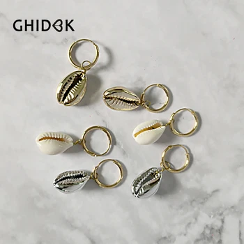 GHIDBK Boho Cowrie Shell Charm Hoop Earrings with Color Optional Lovely and Cute Natural Ocean Shell Earring Aros de Moda 2019
GHIDBK Boho Cowrie Shell Charm Hoop Earrings with Color Optional Lovely and Cute Natural Ocean Shell Earring Aros de Moda 2019
